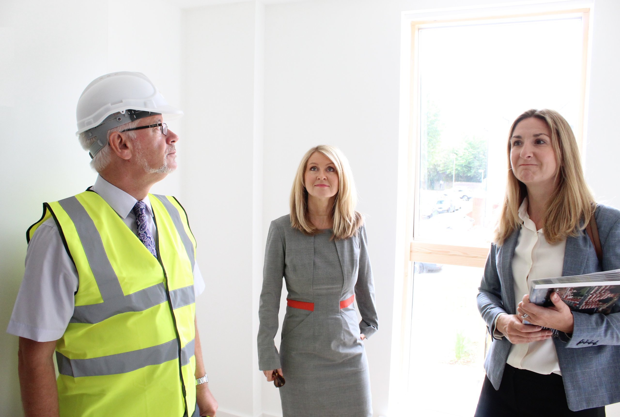 Brendan Reynolds, Housing Minister Esther McVey and Wandsworth Housing Councillor Kim Caddy.