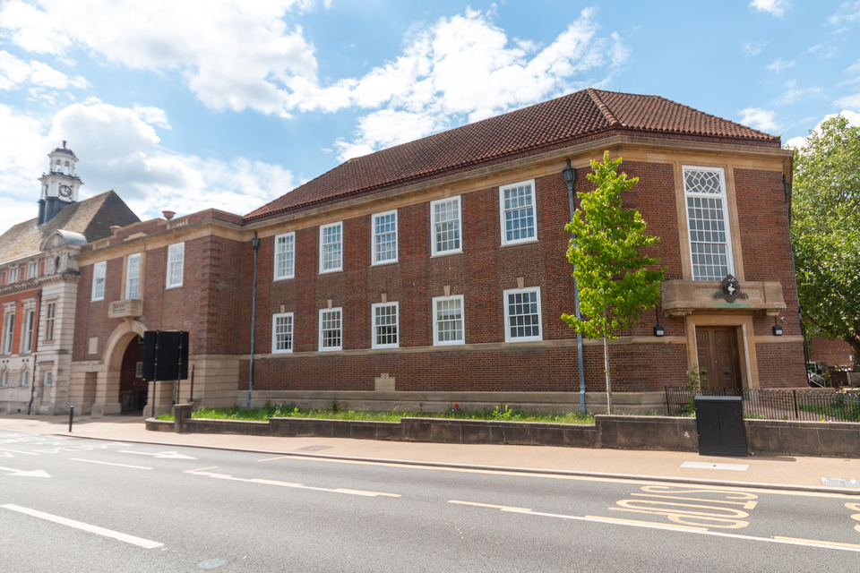 The old library on Queen Victoria Road in High Wycombe, Buckinghamshire.